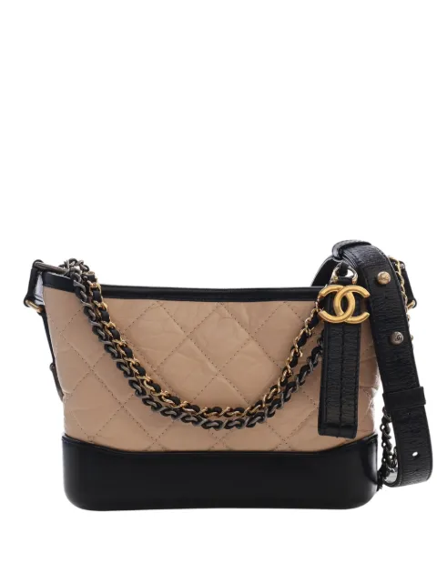 CHANEL Pre-Owned 2018-2019 Small Quilted Aged Calfskin Gabrielle Hobo crossbody bag Brown LDYJE37P2BHDBCZB