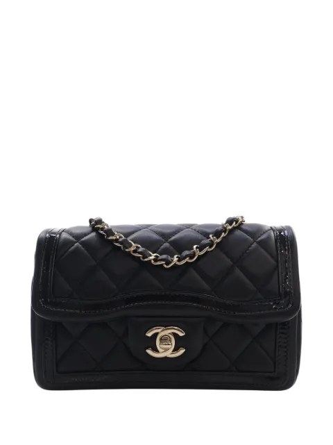 CHANEL Pre-Owned 2021-2026 Mini CC Quilted Shiny Lambskin Half Flap crossbody bag Black BDVINUAMLRX8R757