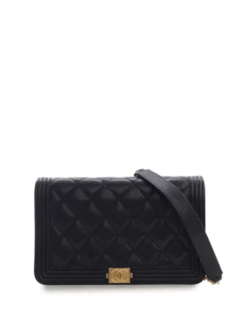 CHANEL Pre-Owned 2020 Quilted Caviar Boy Wallet on Chain crossbody bag Black 3OKHQ549XC9GFQ5G