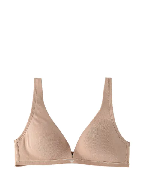 Emporio Armani logo-embroidered cotton triangle bra Neutrals EW000436AF25589