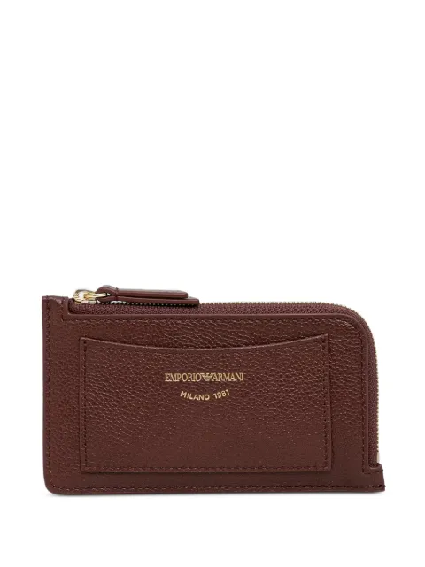 Emporio Armani logo-print pebbled-leather wallet Brown EW000367AF19568
