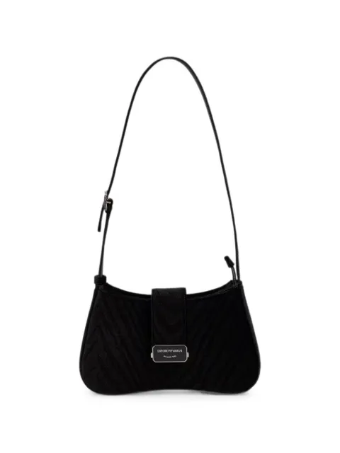 Emporio Armani hobo shoulder bag in moiré velvet with a flap closure Black EW001778AF28100