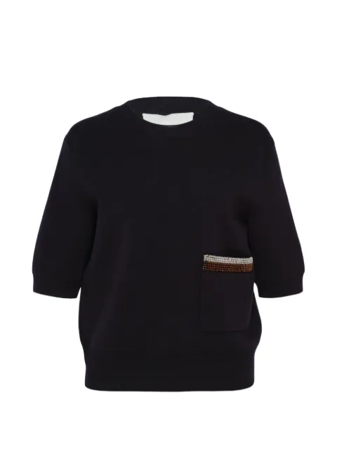 3.1 Phillip Lim embellished-pocket short-sleeve sweater Blue P26170580CME