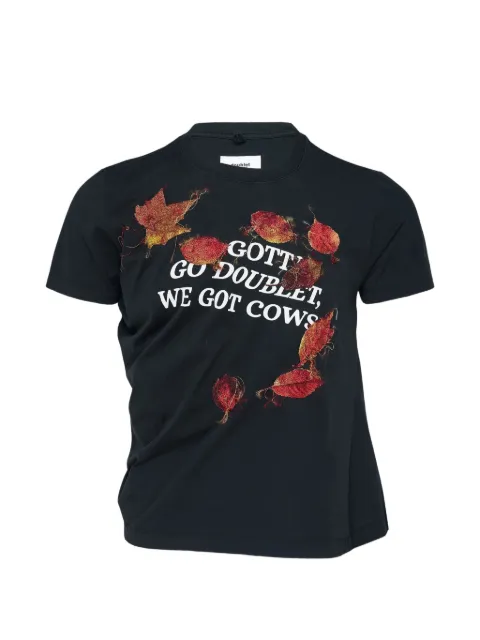 Doublet Twister leaf-embroidered T-shirt Black 26AW30CS443