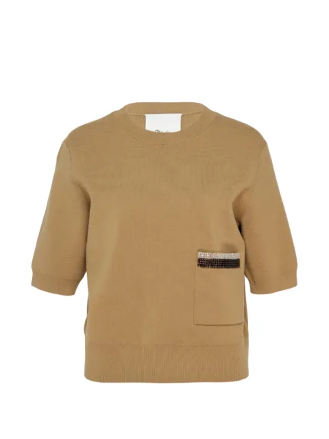 3.1 Phillip Lim crystal-embellished short-sleeve sweater Brown P26170580CME