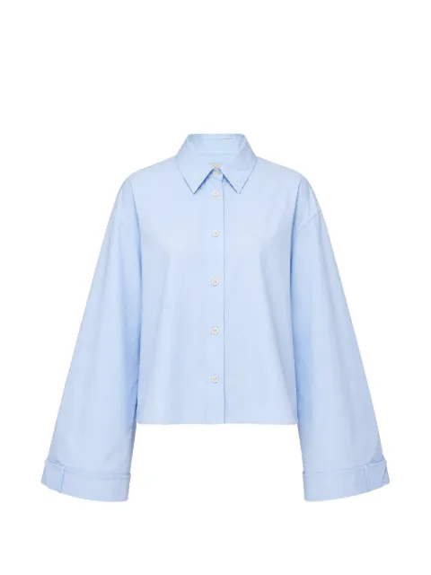 Lee Mathews flared-sleeve cropped shirt Blue M2602TO216
