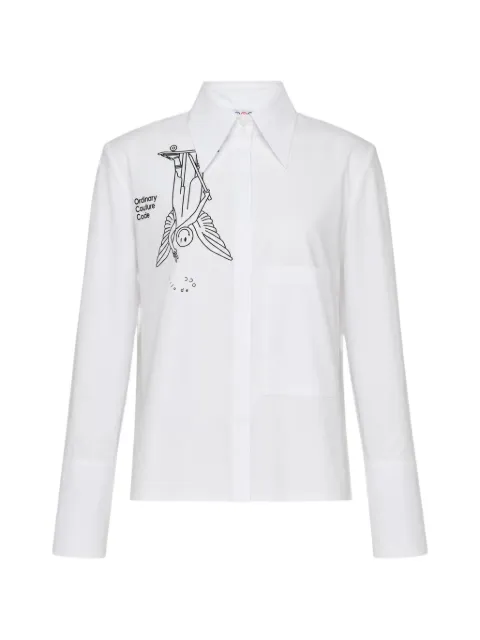Ordinary Couture Code graphic-print patch-pocket shirt White O21WBL150