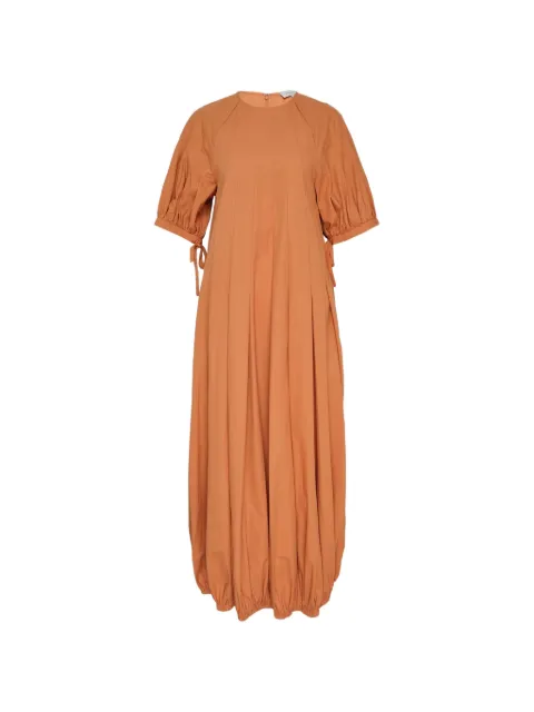 Lee Mathews Rennie pleated puff-sleeve midi dress Orange M2602DR128