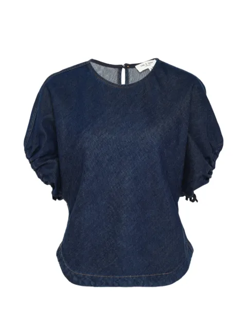 rag & bone Laura ruched-sleeve top Blue RJ6226PSUOC
