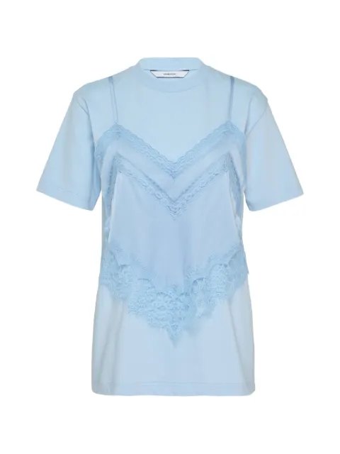 pushBUTTON lace-trim layered T-shirt Blue PB2630
