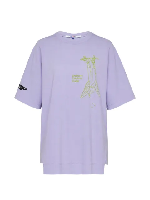 Ordinary Couture Code graphic-print side-slit T-shirt Purple O21WBL090