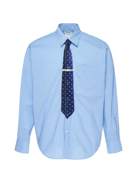 Doublet Trompe L'oeil Tie embroidery striped shirt Blue 26AW20SH178