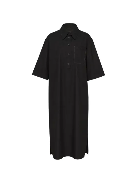 Lee Mathews contrast-stitch midi shirt dress Black M2602DR215