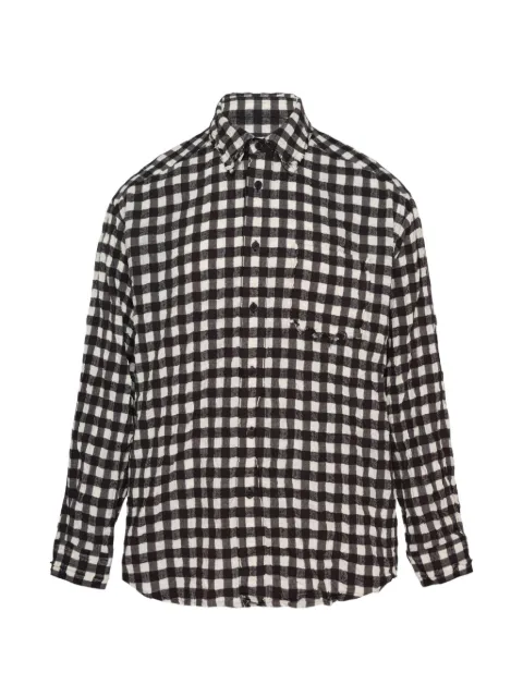 SOLID HOMME frayed gingham-check shirt Black S263SH16
