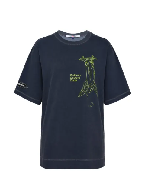 Ordinary Couture Code graphic-print T-shirt Blue O21WBL090