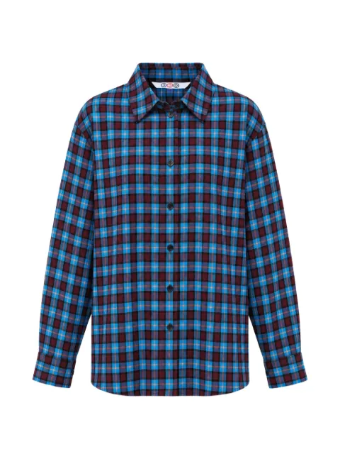 Ordinary Couture Code check-pattern pleated shirt Blue O55WBL010