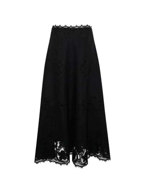 Ulla Johnson mid guipure lace-trimmed skirt Black PF260300