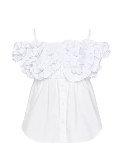pushBUTTON ruffled off-shoulder top White PB2630213W