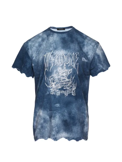 We11done Trompe L'Oeil distressed graphic-print T-shirt Blue WDTT226795UBL