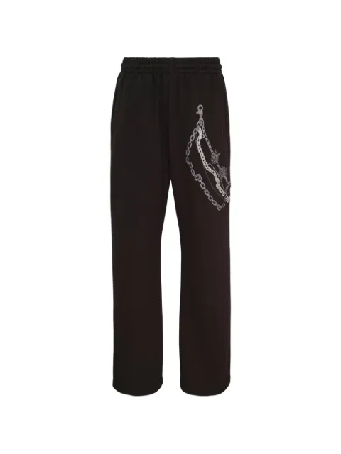 We11done Trompe-l'oeil chain-print track pants Black WDTA226715UBK