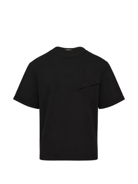We11done logo-patch pin-tucked T-shirt Black WDTT226730UBK