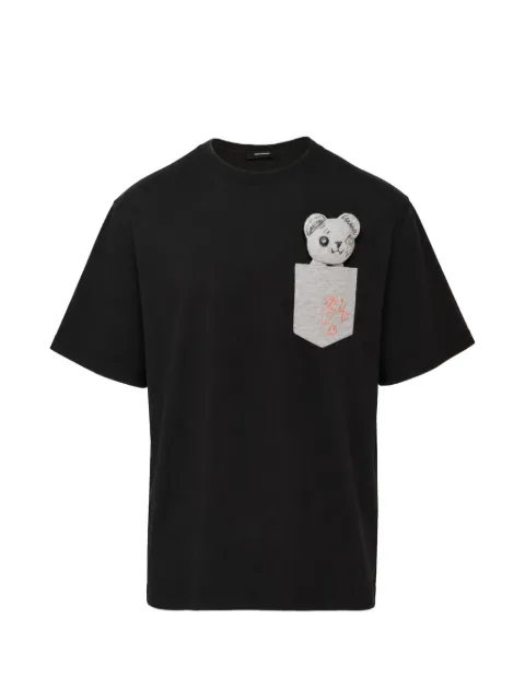 We11done teddy-motif chest-pocket T-shirt Black WDTT226791U