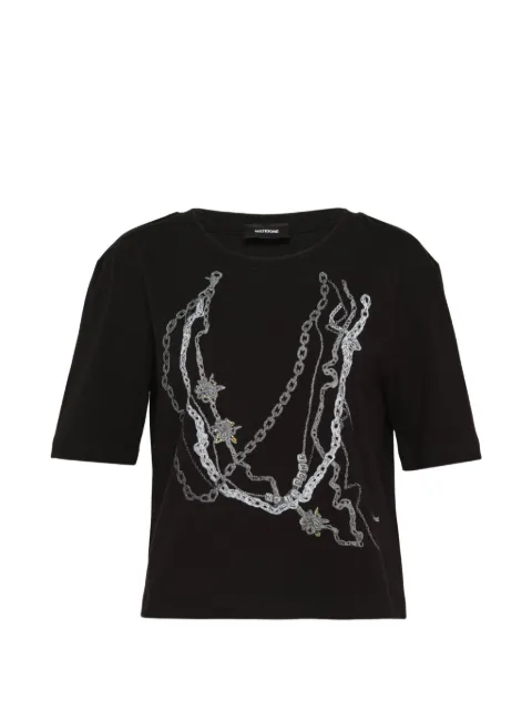 We11done chain-print T-shirt Black WDTT226771WBK