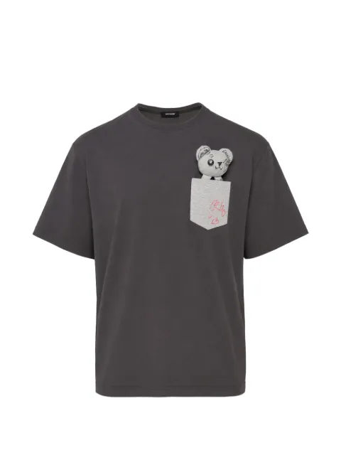 We11done teddy-motif chest-pocket T-shirt Grey WDTT226791UCH