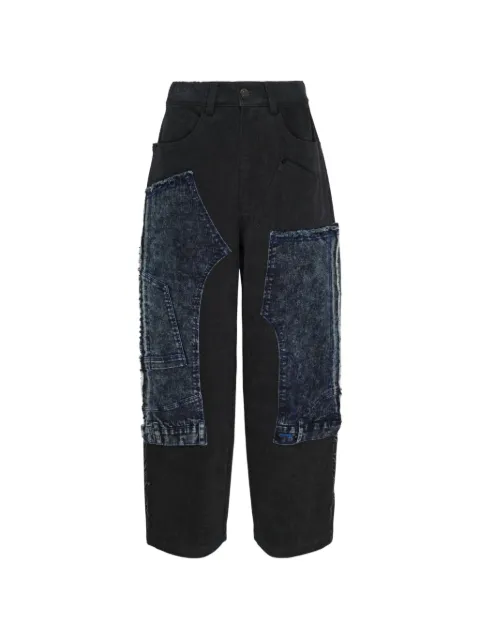 Ordinary Couture Code patchwork frayed-edge jeans Black O55WSL060