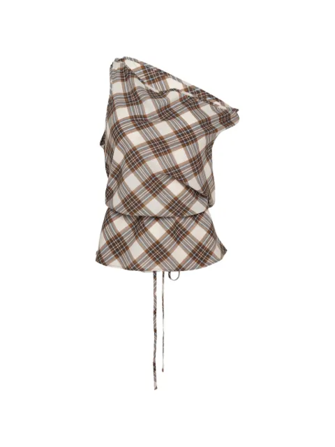 Lee Mathews Rowan Bias check-pattern sleeveless reversible top Brown M2602TO196