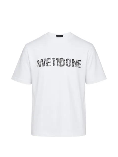 We11done lace logo-print T-shirt White WDTT226751UWH