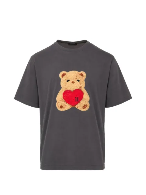 We11done heart teddy-bear patch T-shirt Grey WDTT226784UCH