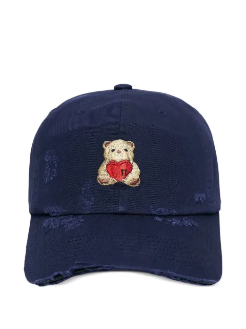 We11done Heart Teddy distressed baseball cap Blue WDAH226402