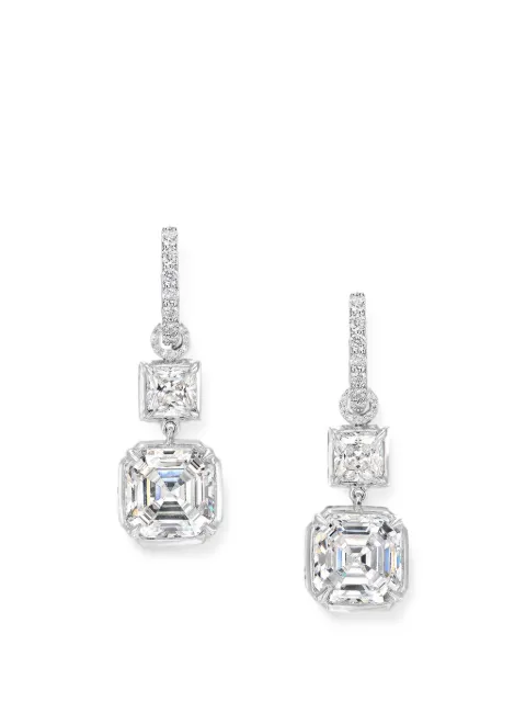Anabela Chan Asscher diamond pendant hoop earrings Silver ACDD46ESWGWD