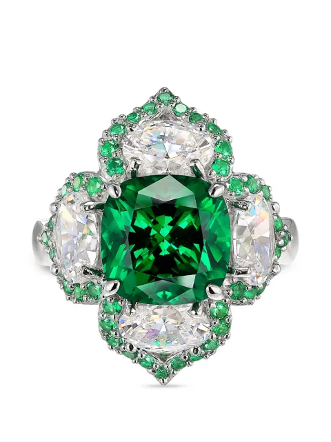 Anabela Chan Lotus emerald ring Silver ACCP19RSWGGE
