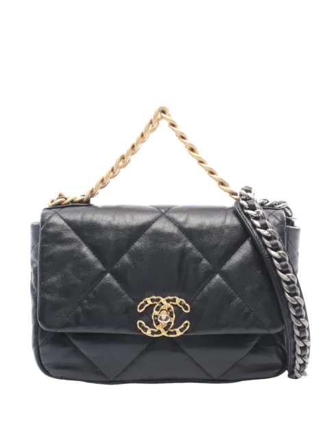 CHANEL Pre-Owned 2019 Medium Lambskin 19 Flap satchel Black F3SW2QM5AJOCJ31M