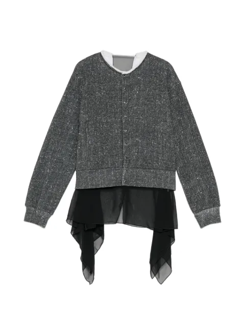 Undercover herringbone-pattern layered cardigan Grey UP2F1805