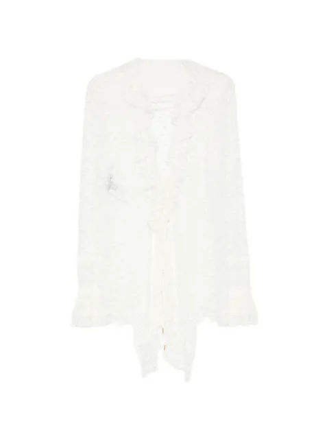 Alberta Ferretti ruffled lace-trim blouse White A021366200002