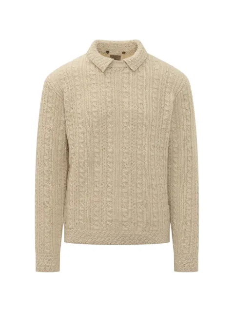 RAKKI cable-knit polo-collar sweater Neutrals CATWVB