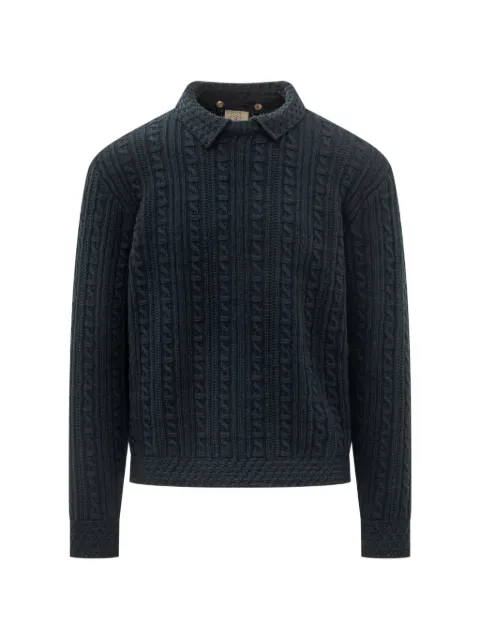 RAKKI cable-knit polo-collar sweater Blue CATWVB