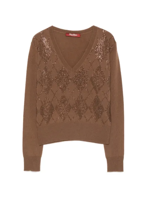 Max Mara argyle-pattern stud-embellished sweater Brown 2626366032600