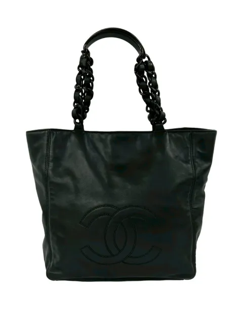 CHANEL Pre-Owned 1997-1999 CC Lambskin Plastic Chain tote bag Black UAZGF03VL2WQBBK3