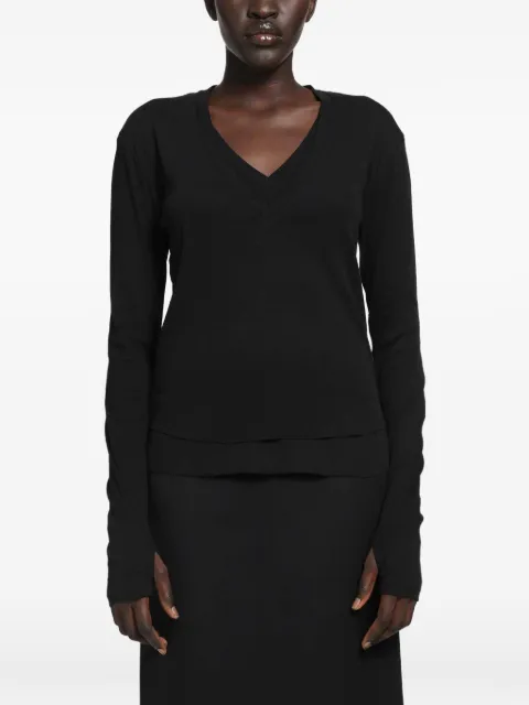 Thom Krom layered-detail V-neck T-shirt Black WTS649