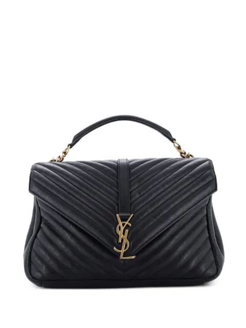 Saint Laurent Pre-Owned Classic Monogram College Bag Matelasse Chevron Leather Large shoulder bag Black E4OGFNDU68IU3AP4