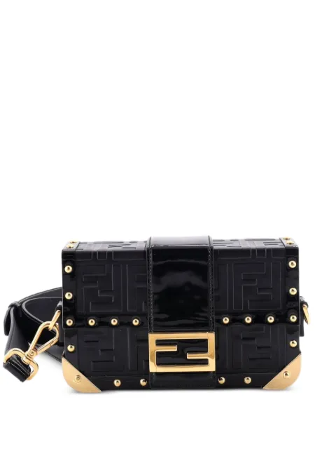 Fendi Pre-Owned Baguette Trunk Bag Zucca Embossed Leather Mini crossbody bag Black PLO6UN79MY2HUUJ9