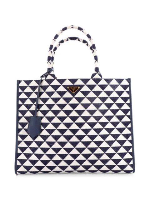 Prada Pre-Owned Symbole Shopper Jacquard Large tote bag Blue B0YWCYXJVPZIMAR7