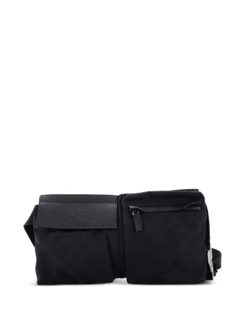 Gucci Pre-Owned Vintage Double GG Canvas with Leather Small belt bag Black ZIZWU4J1TF7RNL05