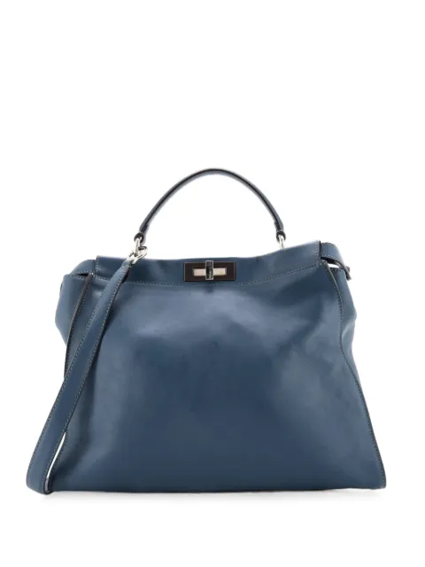 Fendi Pre-Owned Peekaboo Bag Rigid Leather Large satchel Blue VUT6SLBEZK75634D