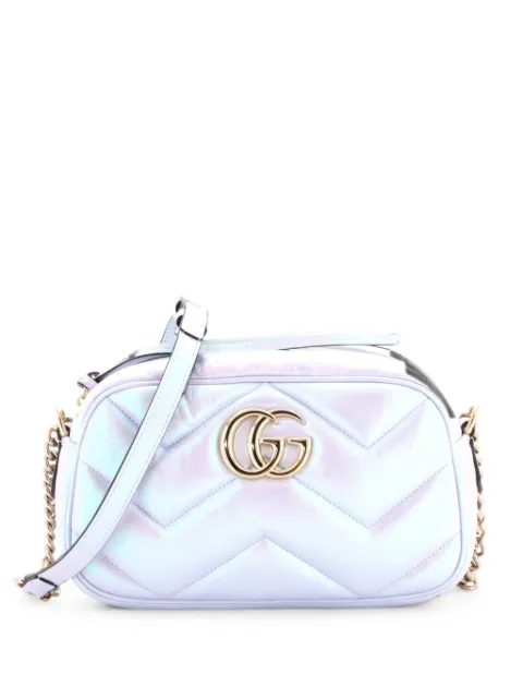 Gucci Pre-Owned GG Marmont Chevron Iridescent Leather Small shoulder bag Blue 6HK2T3GALEC30Y61