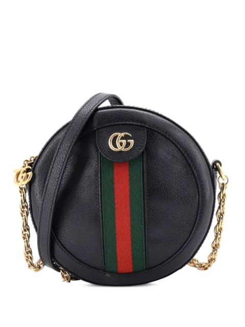 Gucci Pre-Owned Ophidia Round Shoulder Bag Leather Mini crossbody bag Black DS7HX6GENVOYY3MN